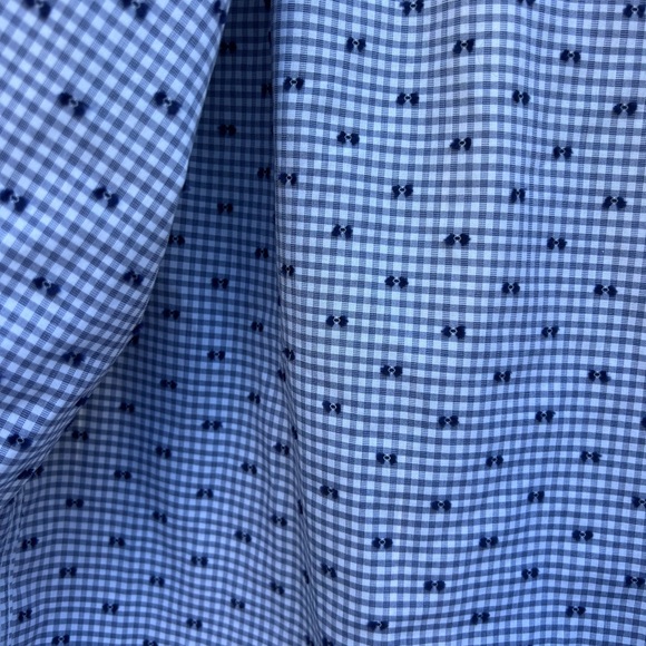 Joseph A Bank 1905 Small Blue Gingham with Design sz 15 1/2 - 33 - Picture 5 of 8